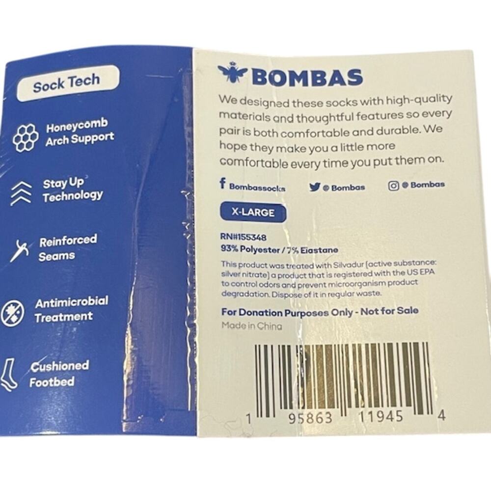 Bombas, ( Youth) Slippers Blue/Socks-Black Bee/Honeycomb Arch Support - Picture 7 of 8